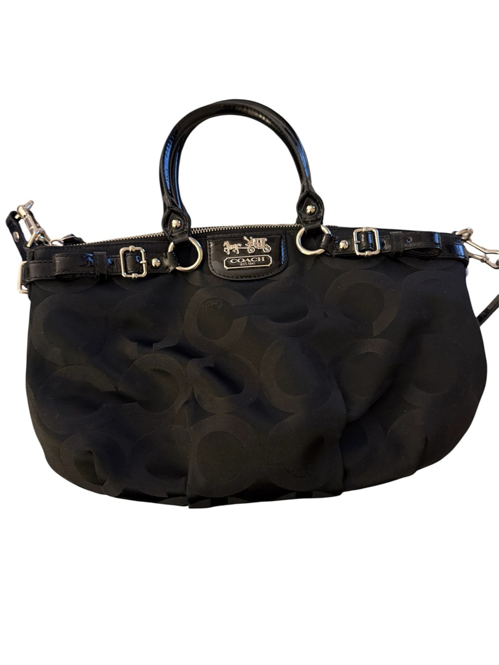 Coach Black Signature Satchel with Removable Strap